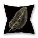 Nordic black & gold golden leaves pillow cases living room decor