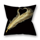 Nordic black & gold golden leaves pillow cases living room decor