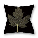 Nordic black & gold golden leaves pillow cases living room decor