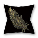 Nordic black & gold golden leaves pillow cases living room decor