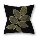 Nordic black & gold golden leaves pillow cases living room decor