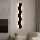 Nordic black led wave wall light bedroom sculptural decor