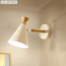 Nordic blue metal cone shade wall light bedroom reading lamp