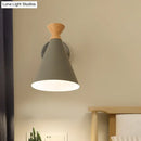 Nordic blue metal cone shade wall light bedroom reading lamp