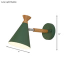 Nordic blue metal cone shade wall light bedroom reading lamp