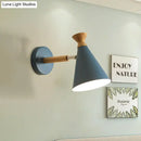 Nordic blue metal cone shade wall light bedroom reading lamp
