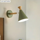 Nordic blue metal cone shade wall light bedroom reading lamp