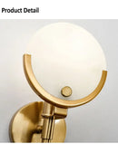 Nordic brass and marble wall lamp for bedroom with frosted glass shade