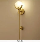 Nordic brass and marble wall lamp for bedroom with frosted glass shade