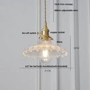 Nordic brass and ribbed glass pendant light fixture kitchen hanging lamp