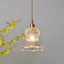 Nordic brass and ribbed glass pendant light fixture kitchen hanging lamp