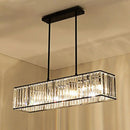 Nordic bronze rectangle pendant chandelier dining room crystal light