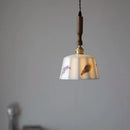 Nordic brown wood led pendant light dining room autumn leaf glass