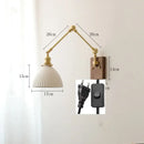 Nordic copper wall lamp with wood backplate for bedroom