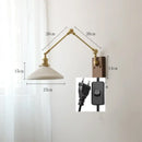 Nordic copper wall lamp with wood backplate for bedroom