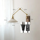 Nordic copper wall lamp with wood backplate for bedroom