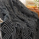 Nordic cream & black grey knitted woolen blanket living room throw