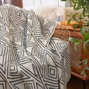 Nordic cream & black grey knitted woolen blanket living room throw
