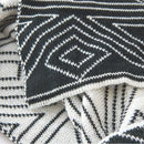 Nordic cream & black grey knitted woolen blanket living room throw