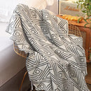 Nordic cream & black grey knitted woolen blanket living room throw