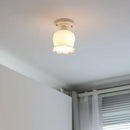 Nordic cream ceramic led ceiling light bedroom glass dome fixture