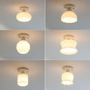 Nordic cream ceramic led ceiling light bedroom glass dome fixture