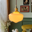 Nordic frosted glass led pendant lamp bedroom brass light