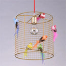 Nordic gold bird cage pendant lamp bedroom light with colorful birds