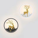 Nordic gold deer circle wall lamp – bedroom led fixture included