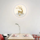Nordic gold deer circle wall lamp – bedroom led fixture included