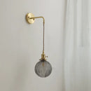 Nordic gold etched glass wall sconce lamp bedroom braided cord