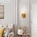 Nordic gold tube wall lamp with clear glass for living room