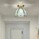 Nordic green & purple mosaic glass crystal ceiling light bedroom
