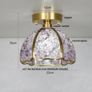 Nordic green & purple mosaic glass crystal ceiling light bedroom
