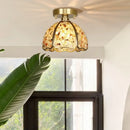 Nordic green & purple mosaic glass crystal ceiling light bedroom