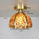 Nordic green & purple mosaic glass crystal ceiling light bedroom