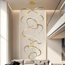 Nordic home decor golden spiral ring chandelier staircase lighting