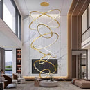 Nordic home decor golden spiral ring chandelier staircase lighting