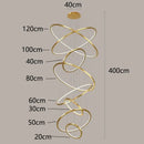 Nordic home decor golden spiral ring chandelier staircase lighting
