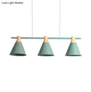 DecorBites™ Nordic Metal Hanging Chandelier - Triple Light Cone Shade in Green/Grey/Yellow - Perfect for Kitchen Island Lighting