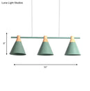 DecorBites™ Nordic Metal Hanging Chandelier - Triple Light Cone Shade in Green/Grey/Yellow - Perfect for Kitchen Island Lighting