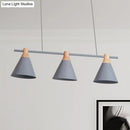 DecorBites™ Nordic Metal Hanging Chandelier - Triple Light Cone Shade in Green/Grey/Yellow - Perfect for Kitchen Island Lighting