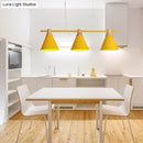 DecorBites™ Nordic Metal Hanging Chandelier - Triple Light Cone Shade in Green/Grey/Yellow - Perfect for Kitchen Island Lighting