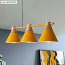 DecorBites™ Nordic Metal Hanging Chandelier - Triple Light Cone Shade in Green/Grey/Yellow - Perfect for Kitchen Island Lighting