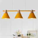 DecorBites™ Nordic Metal Hanging Chandelier - Triple Light Cone Shade in Green/Grey/Yellow - Perfect for Kitchen Island Lighting