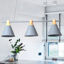 DecorBites™ Nordic Metal Hanging Chandelier - Triple Light Cone Shade in Green/Grey/Yellow - Perfect for Kitchen Island Lighting