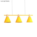 DecorBites™ Nordic Metal Hanging Chandelier - Triple Light Cone Shade in Green/Grey/Yellow - Perfect for Kitchen Island Lighting
