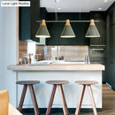 DecorBites™ Nordic Metal Hanging Chandelier - Triple Light Cone Shade in Green/Grey/Yellow - Perfect for Kitchen Island Lighting