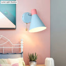 DecorBites™ Nordic Metallic Cone Shade Sconce Light - 1 Blue Wall Light for Bedroom (6"W)