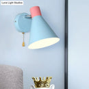 DecorBites™ Nordic Metallic Cone Shade Sconce Light - 1 Blue Wall Light for Bedroom (6"W)